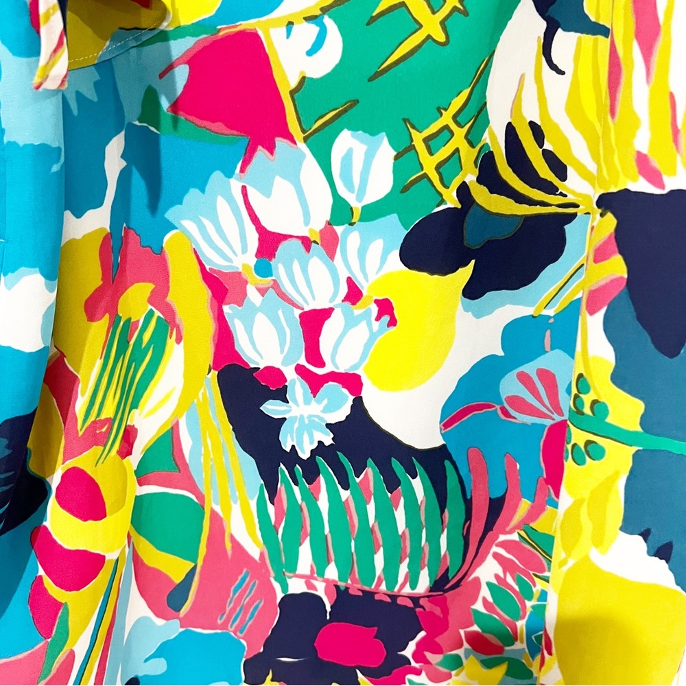 JCrew Floral Multicolor Bold Printed Spaghetti Strap Ruffle Tank Dress size 6 - Picture 12 of 12